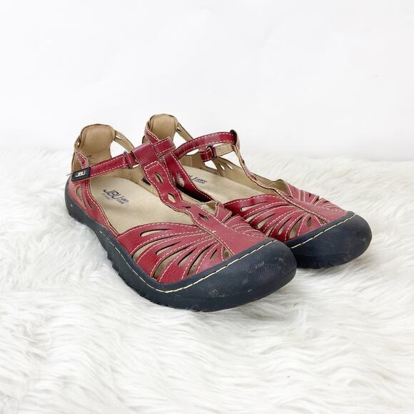 Jambu Shoes - JBU by Jambu 9 M Womens Red Vegan Leather Melon Walking Comfort Sandals Flats